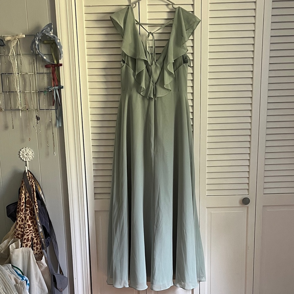 Azazie Agave Green Maxi Dress - Picture 2 of 5